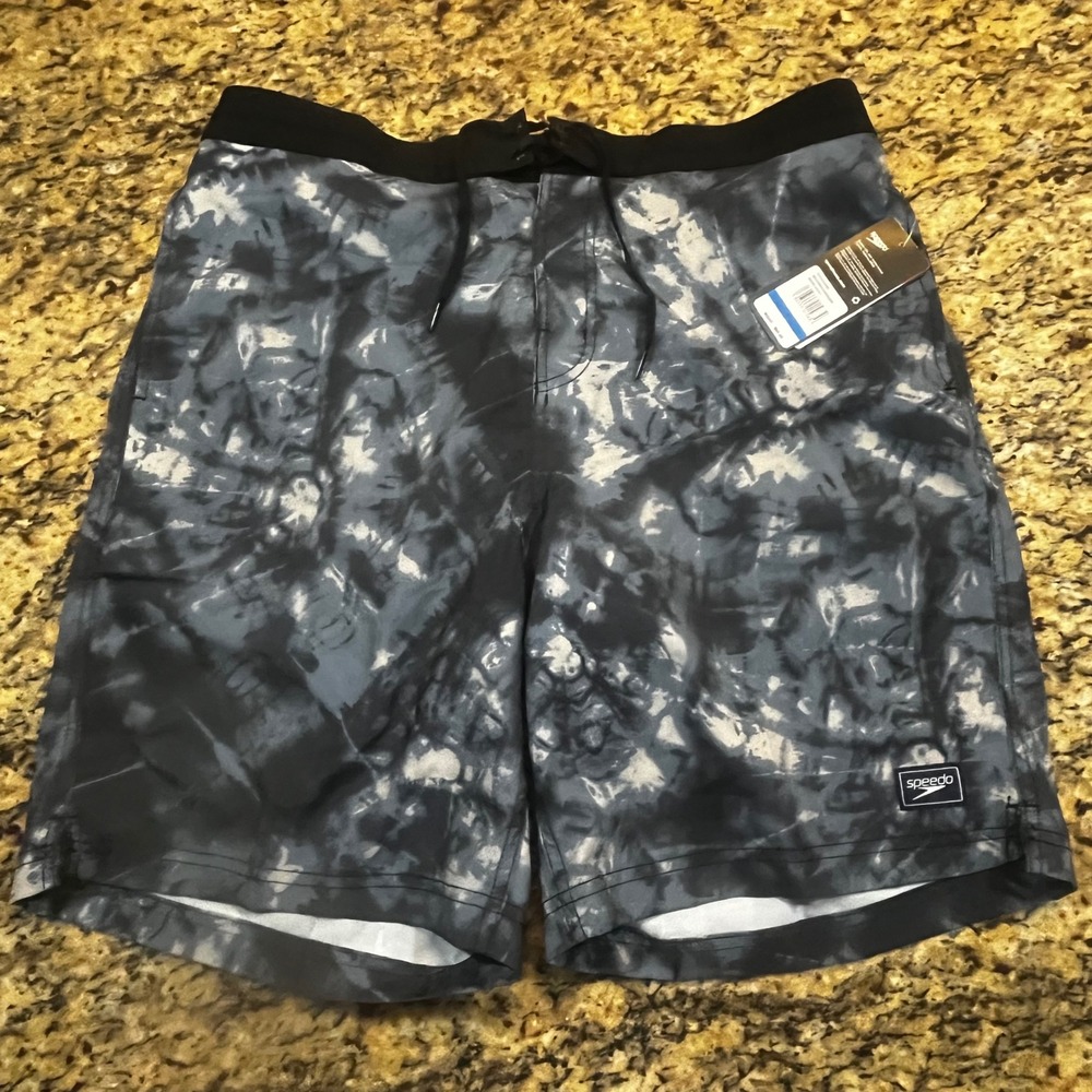 NEW Speedo Mens Bondi Edge Boardshort 20" Blue Tie Dye Swim Trunks XL
